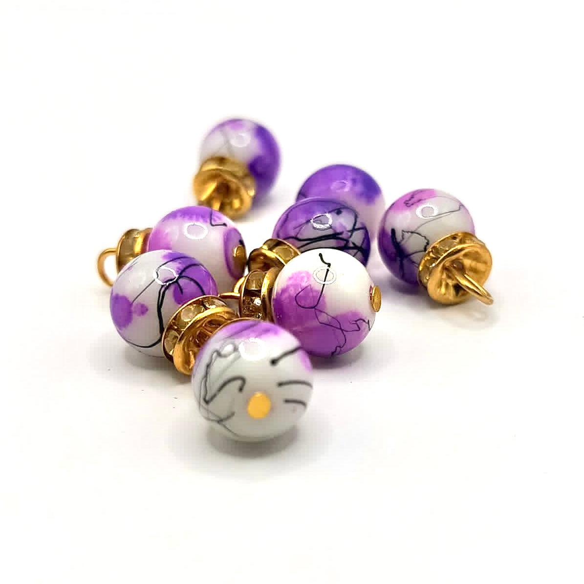 Marble Beads with Gold Caps