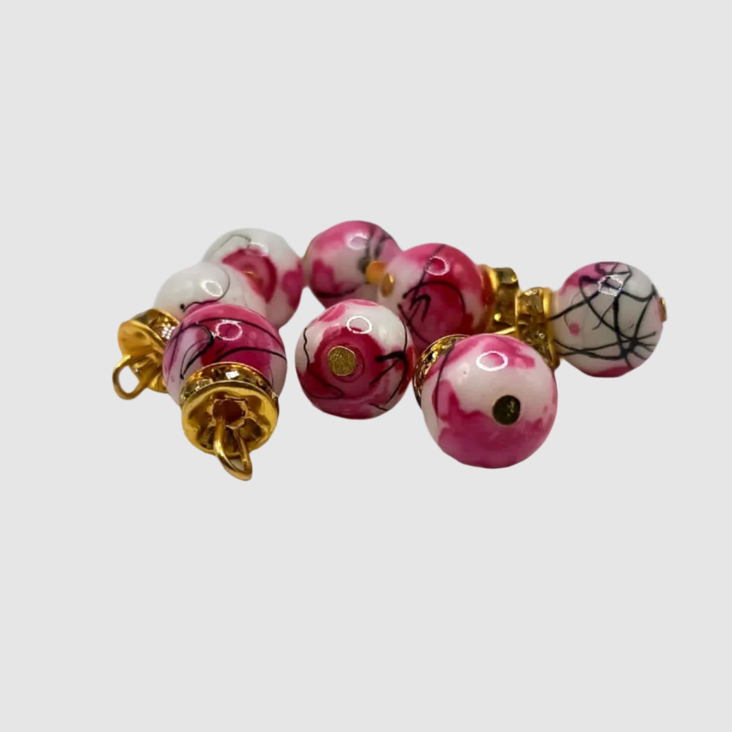 Marble Beads with Gold Caps