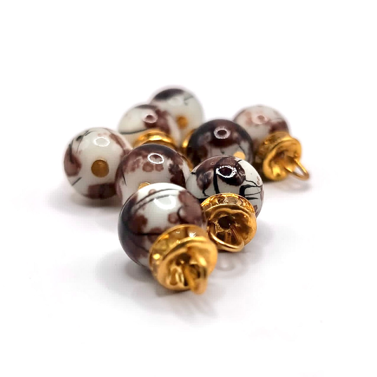 Marble Beads with Gold Caps