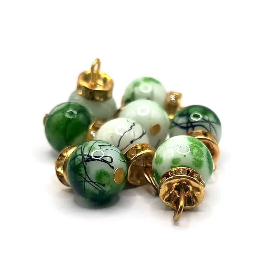 Marble Beads with Gold Caps
