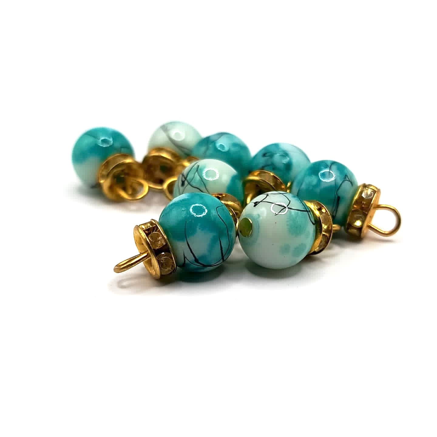 Marble Beads with Gold Caps