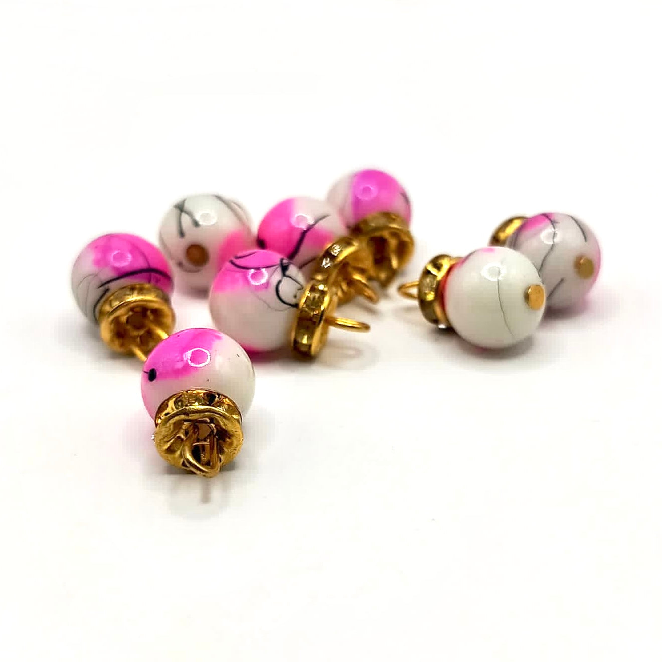 Marble Beads with Gold Caps