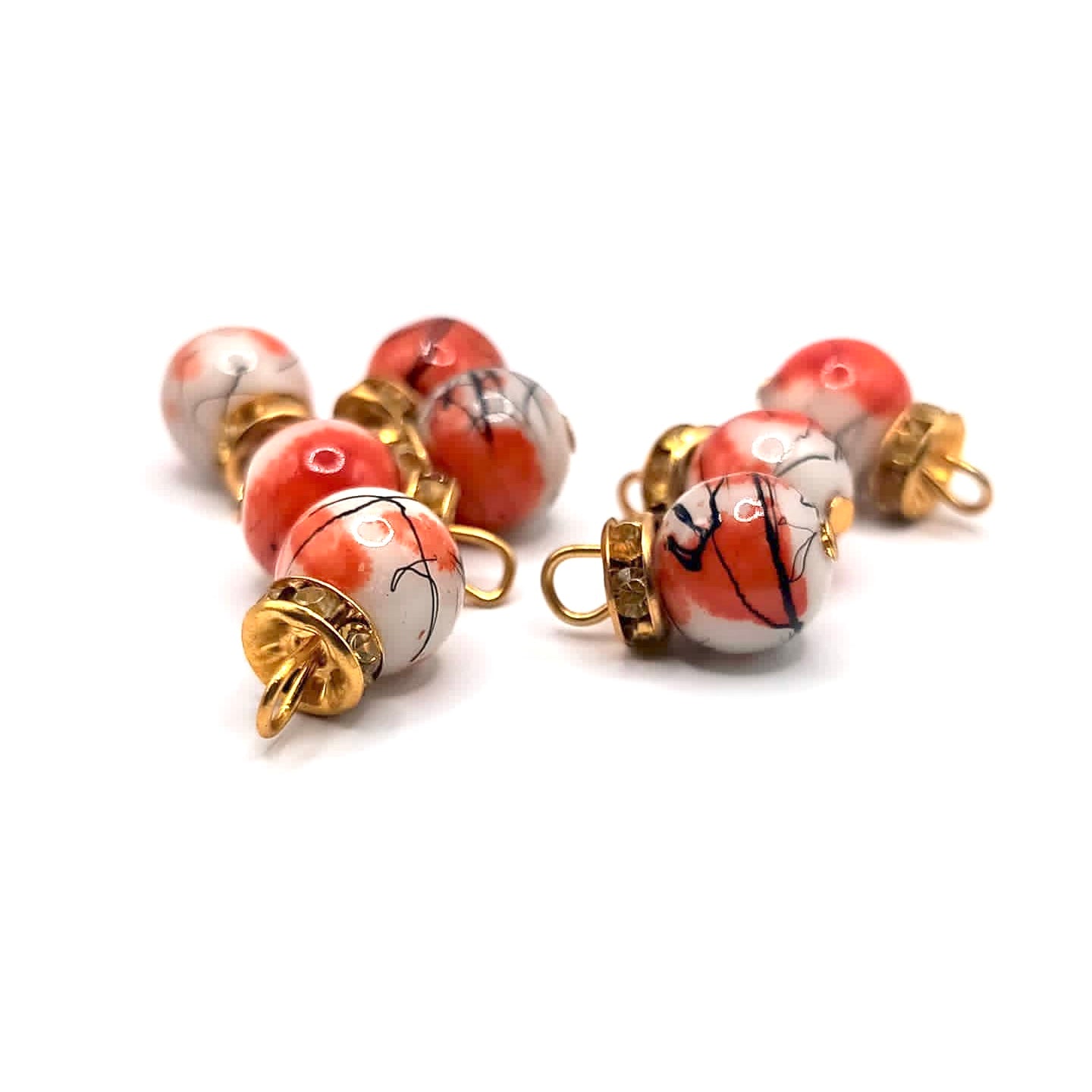Marble Beads with Gold Caps