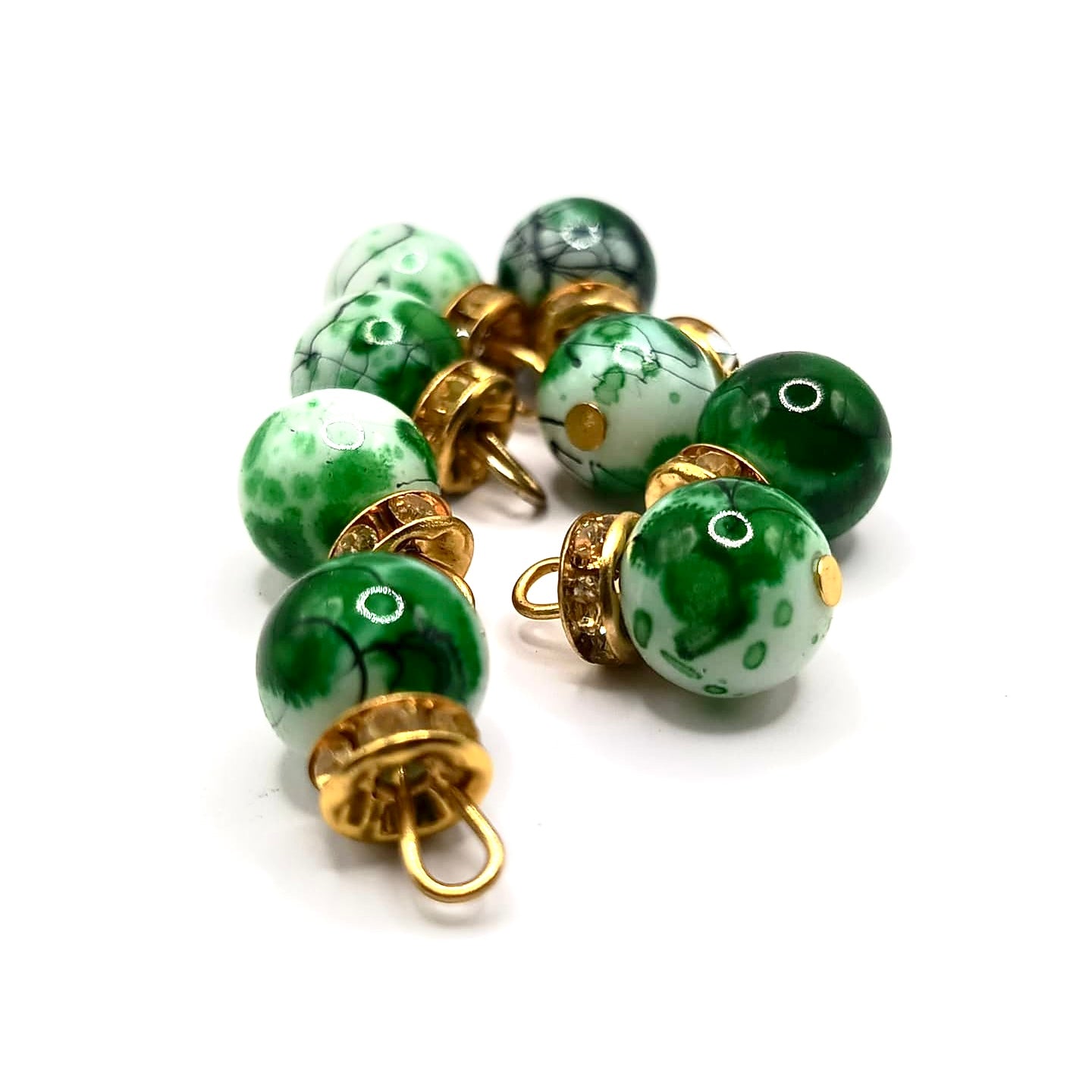 Marble Beads with Gold Caps