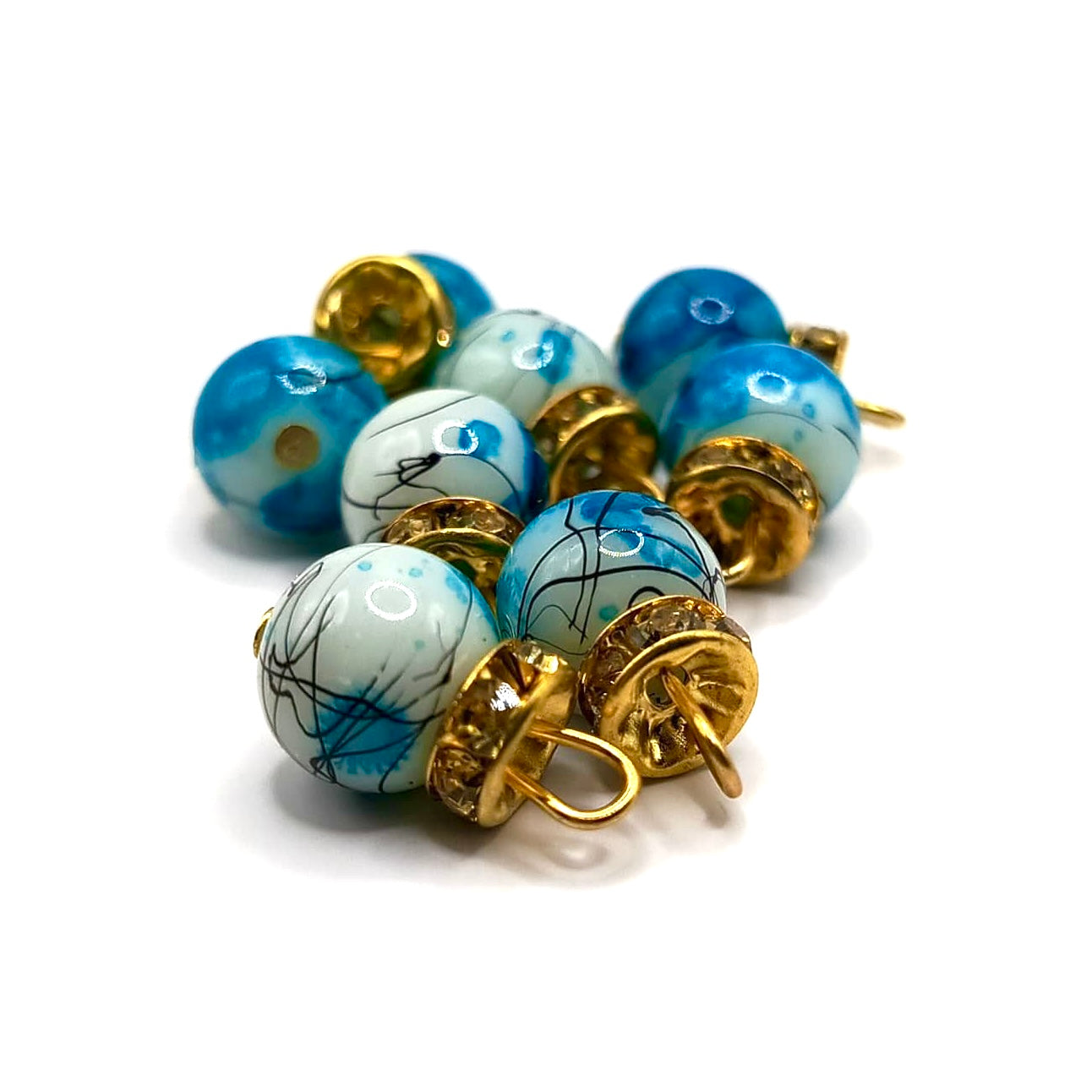 Marble Beads with Gold Caps