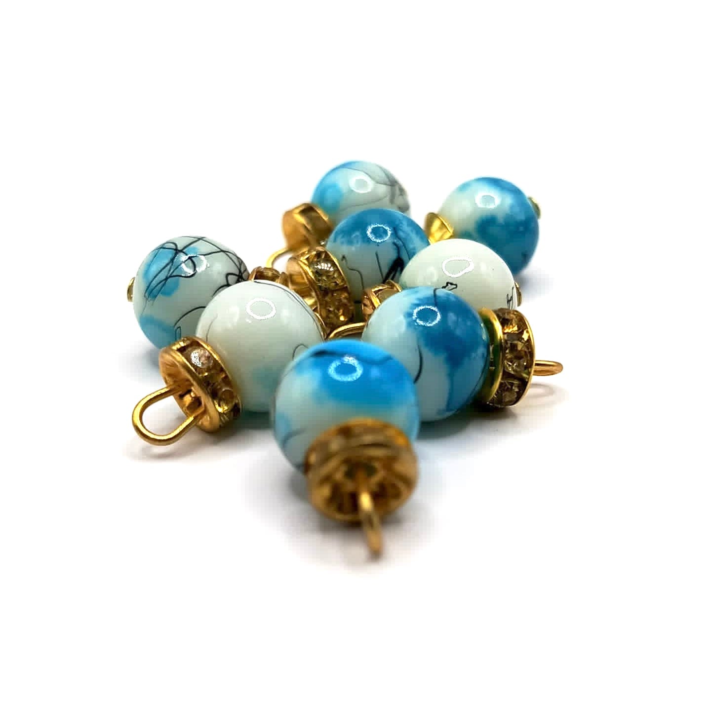 Marble Beads with Gold Caps