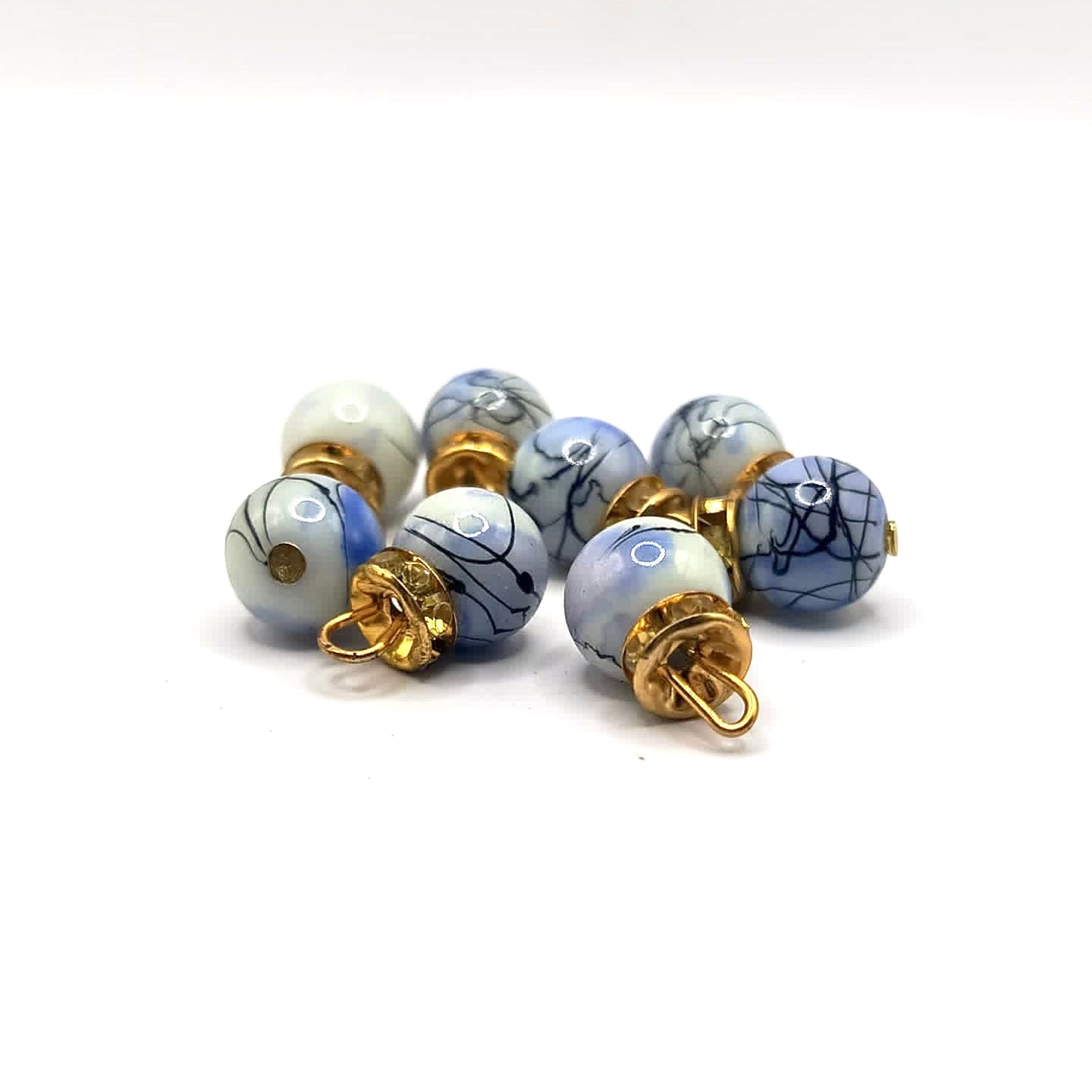 Marble Beads with Gold Caps