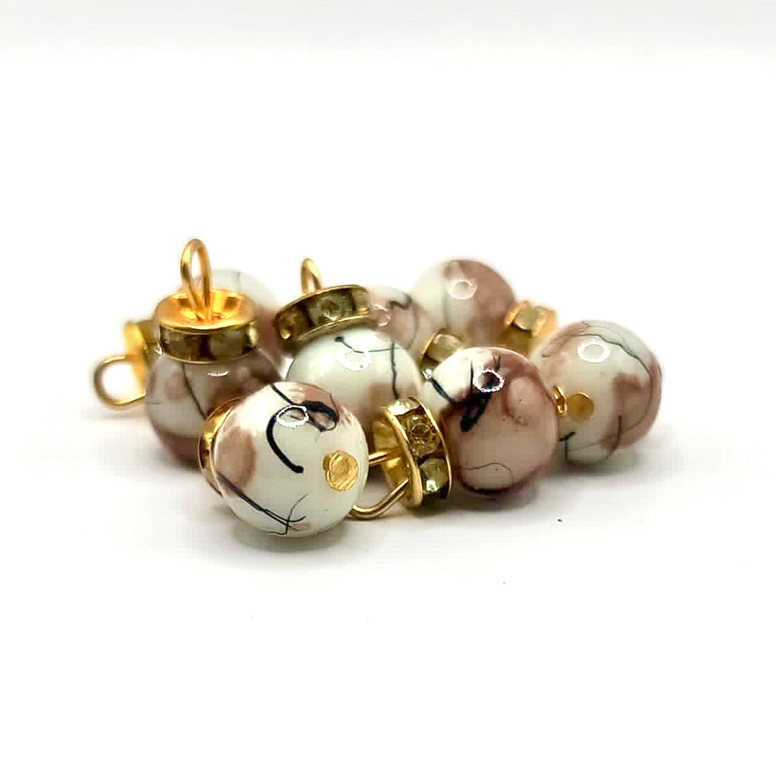 Marble Beads with Gold Caps