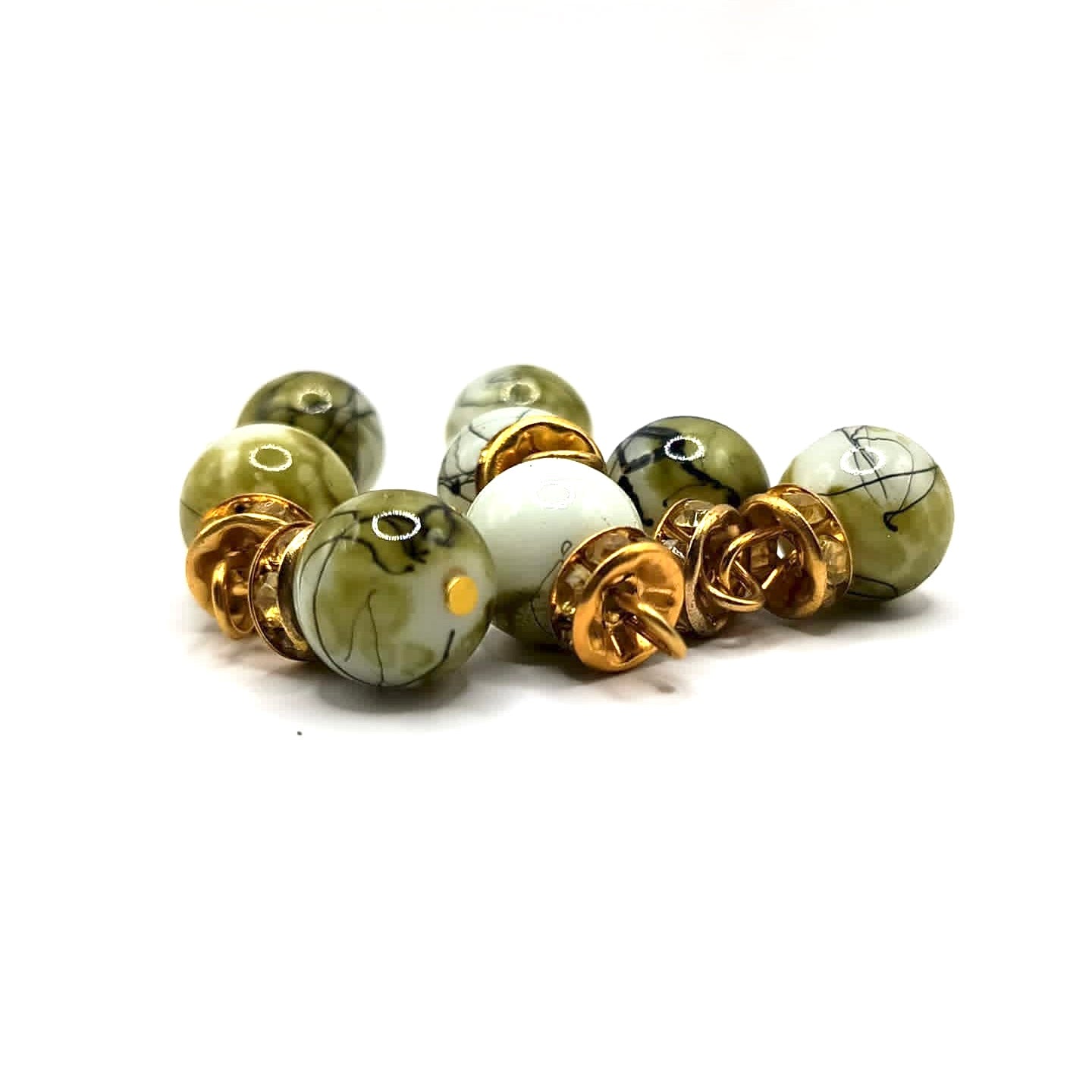 Marble Beads with Gold Caps
