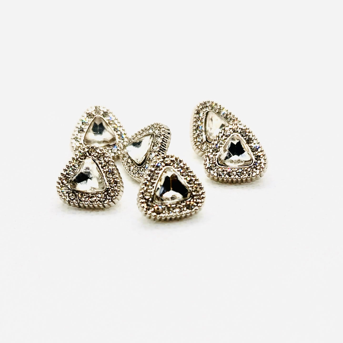 Crystal Detail Silver Metal Buttons