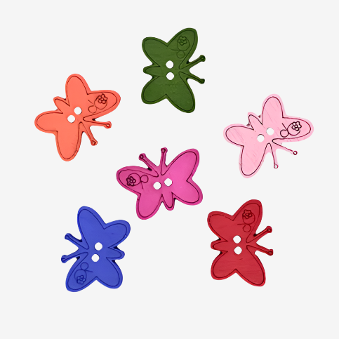 Colorful Wooden Butterfly Buttons