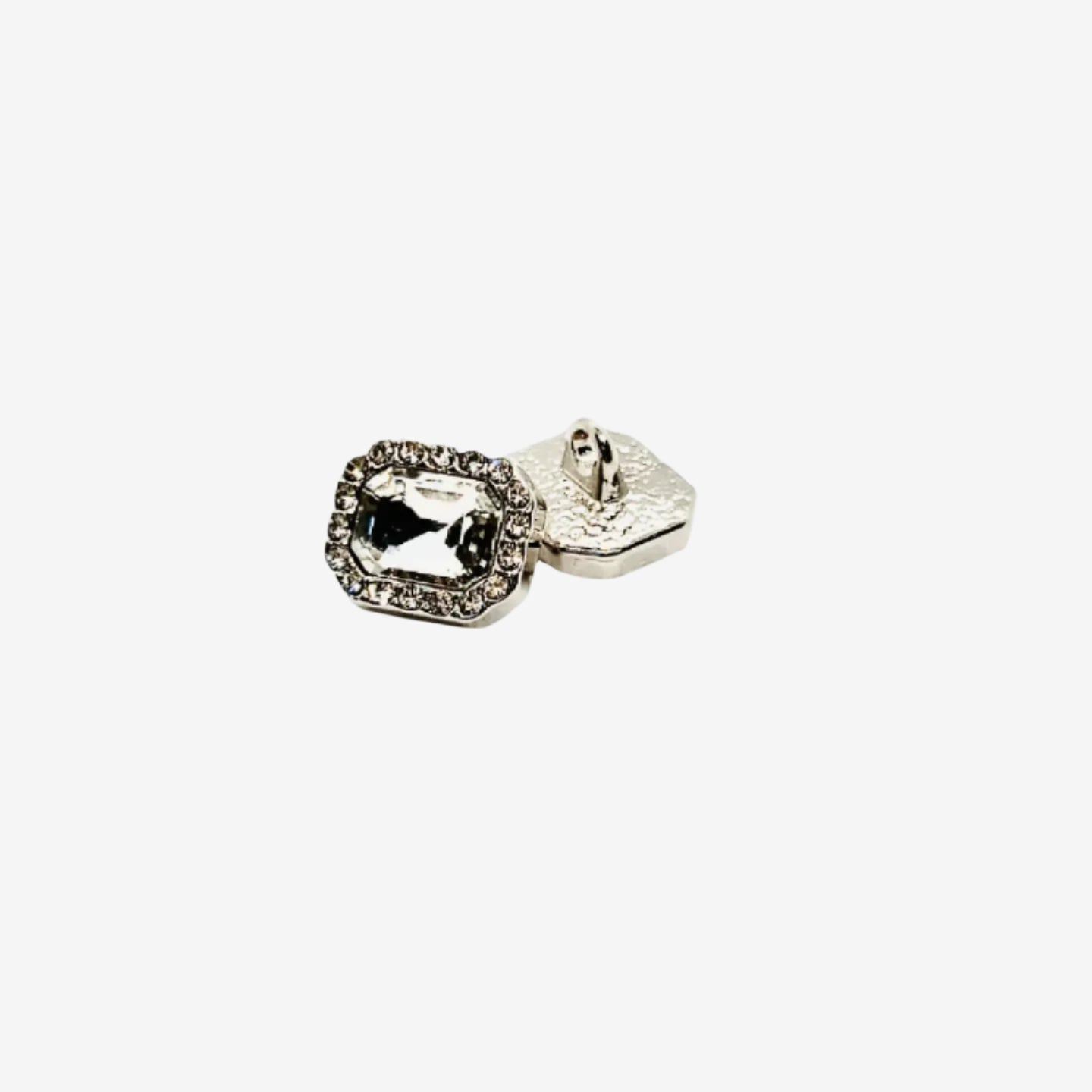Chic Crystal Rectangle Metal Button