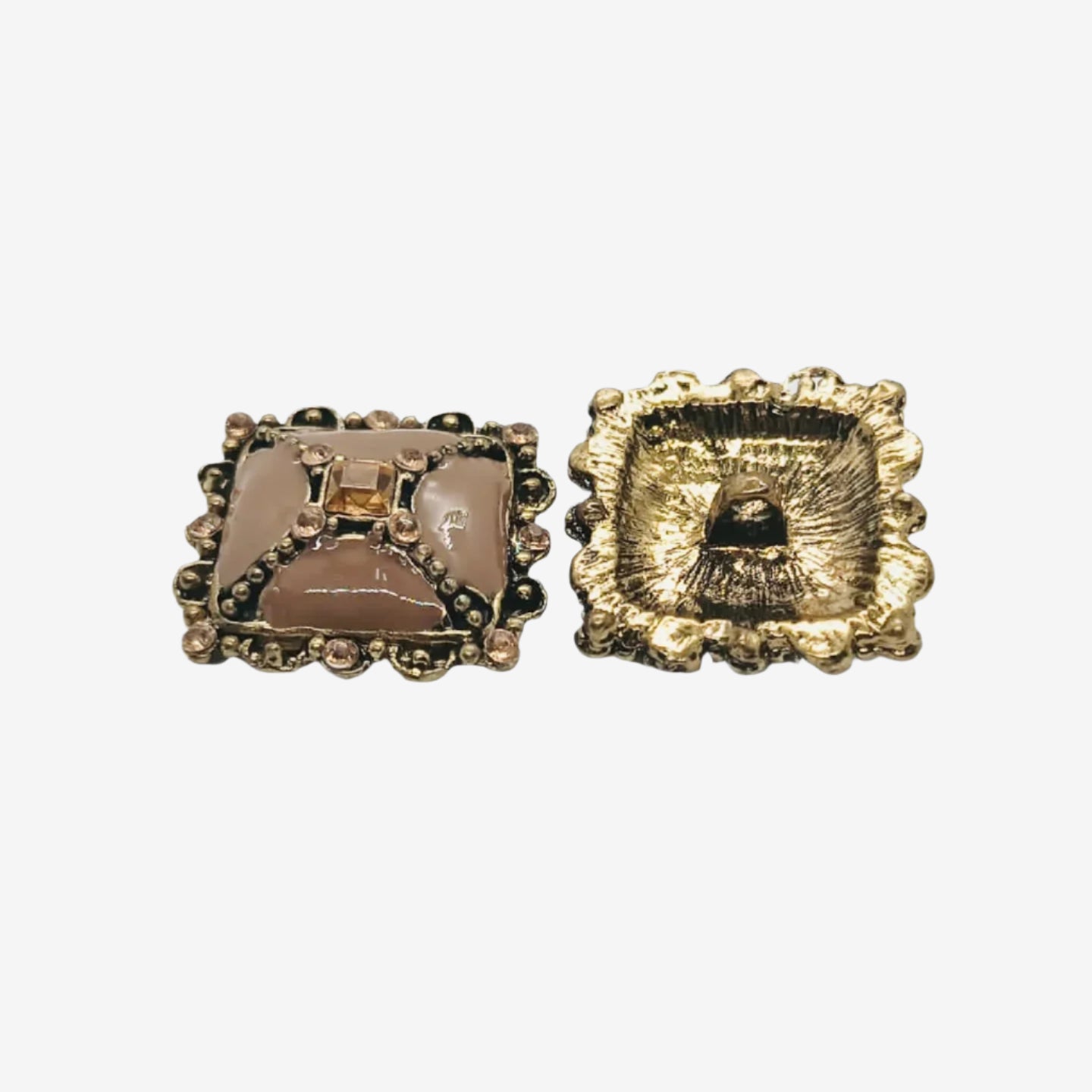 Ornate Square Metal Button