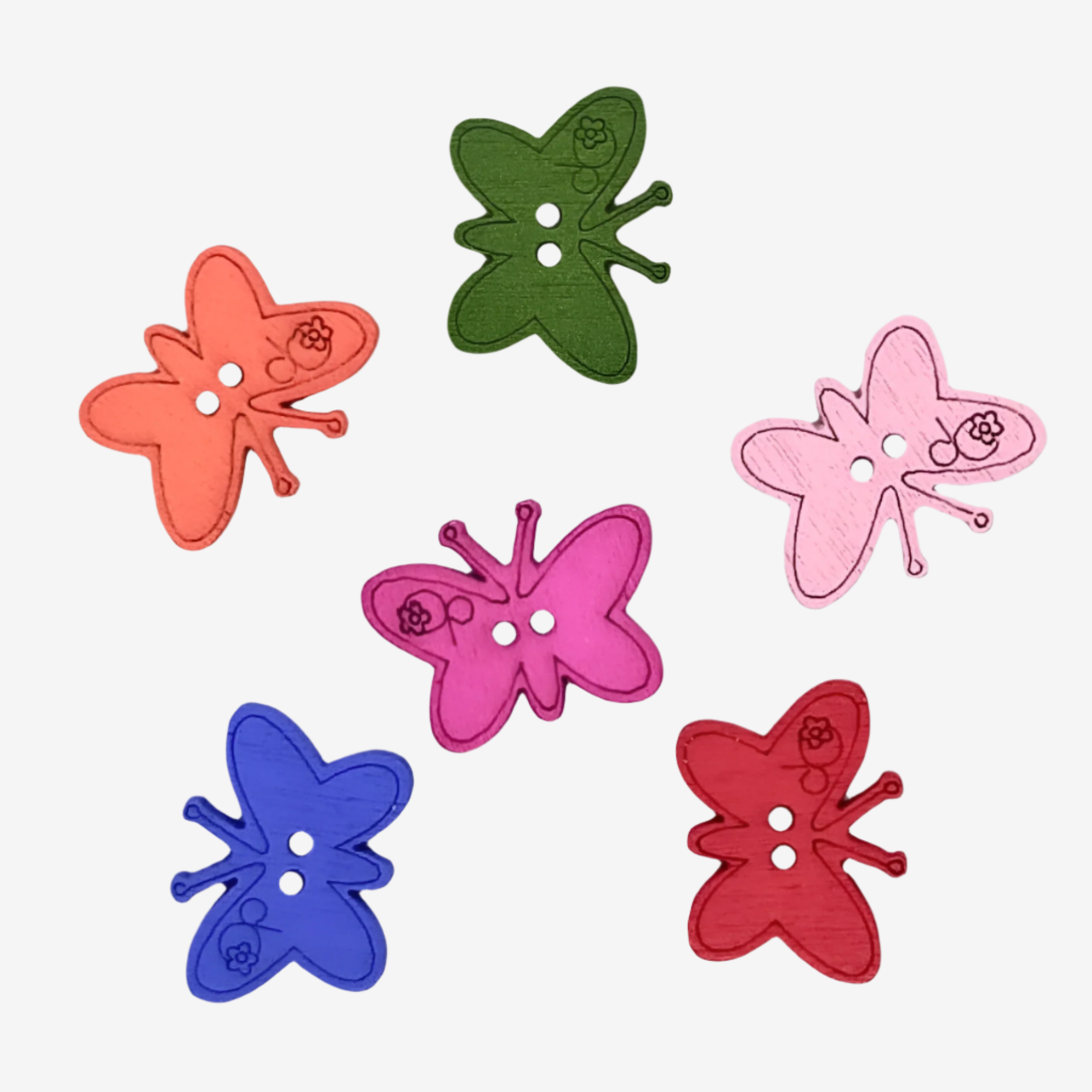 Colorful Wooden Butterfly Buttons