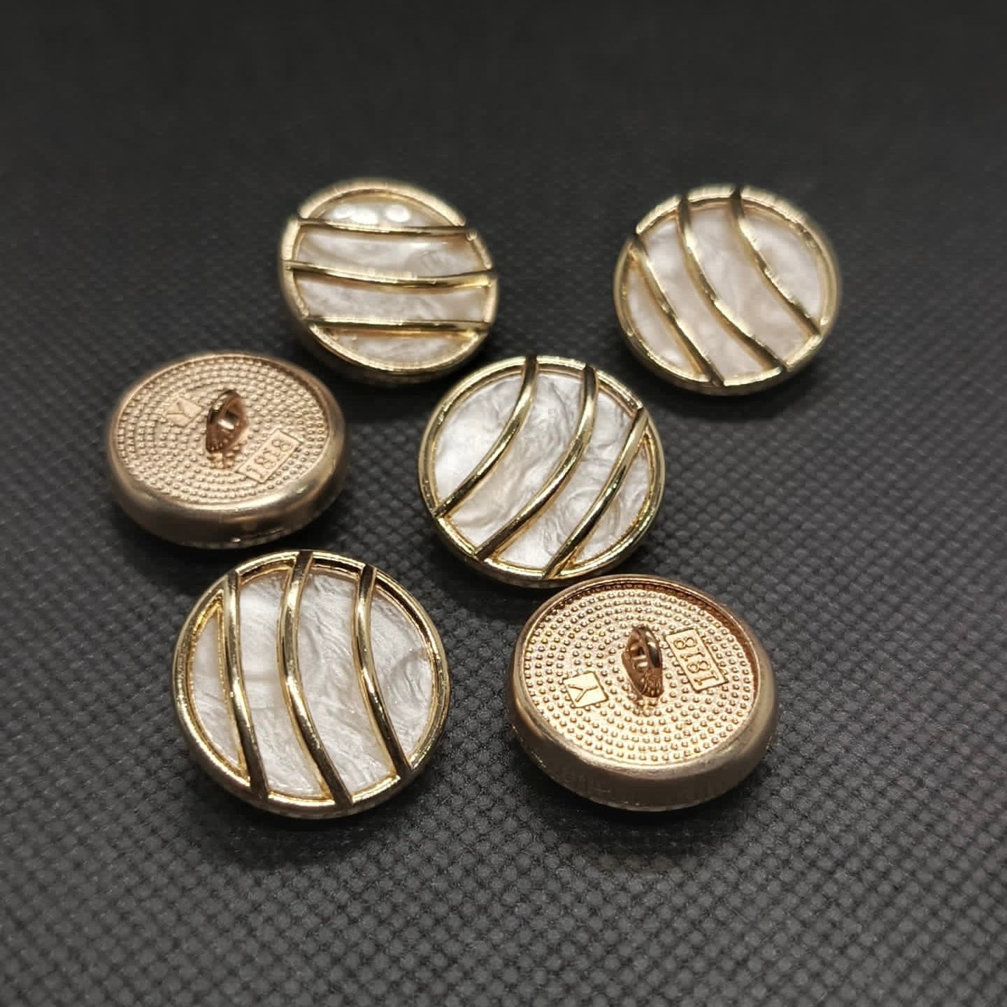 Inlaid Pearl And Gold Metal Accents Buttons