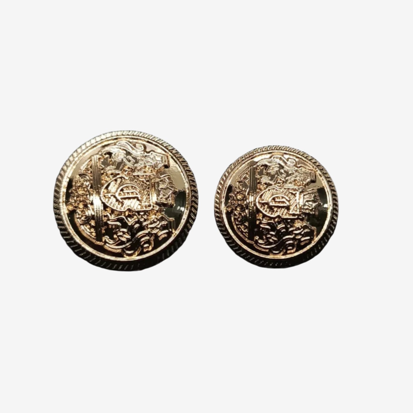 Ornate Heraldic Design Metal Buttons