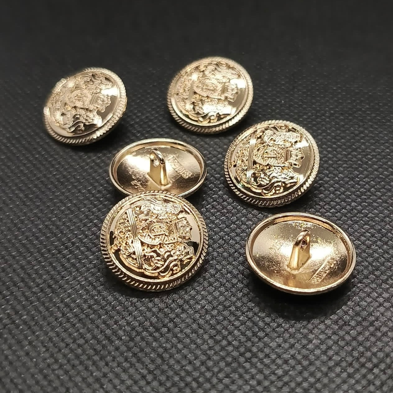 Ornate Heraldic Design Metal Buttons