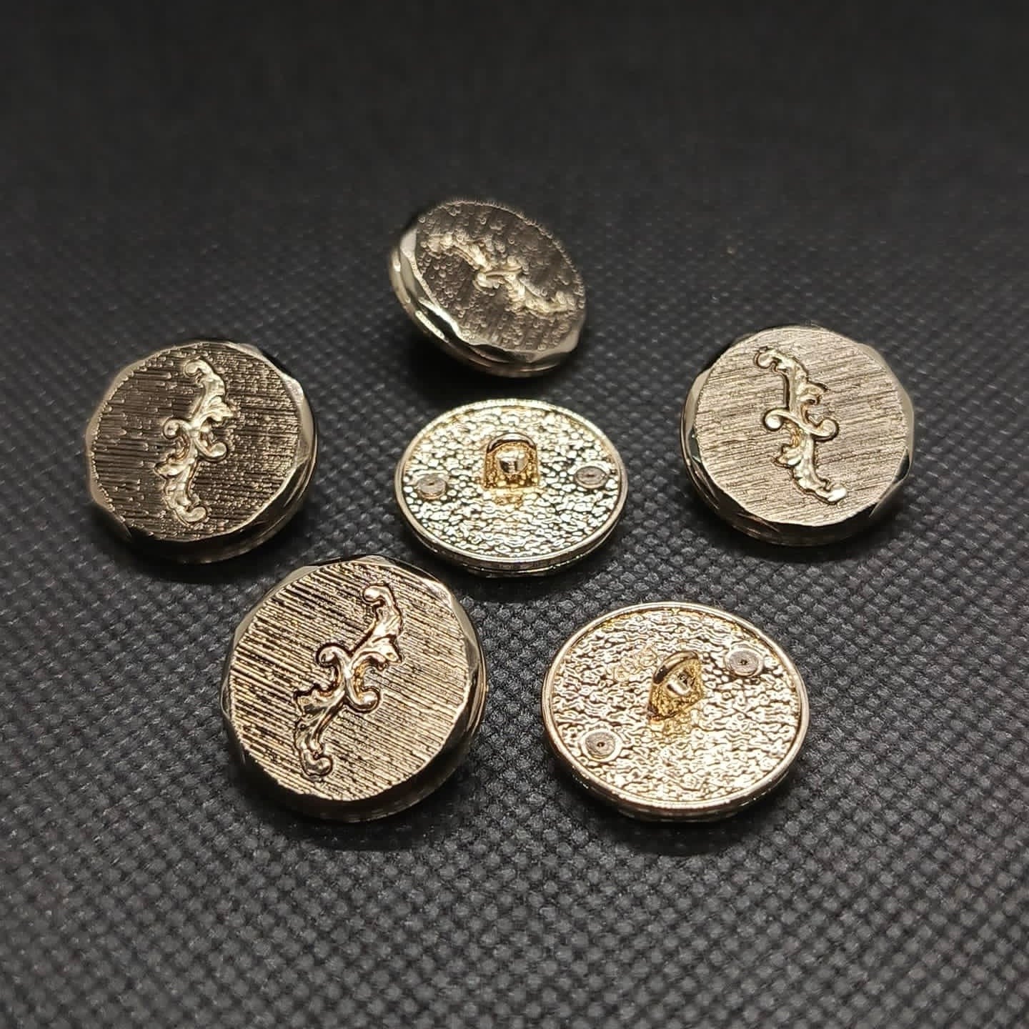 Antiqued Metal Buttons with Scroll Design