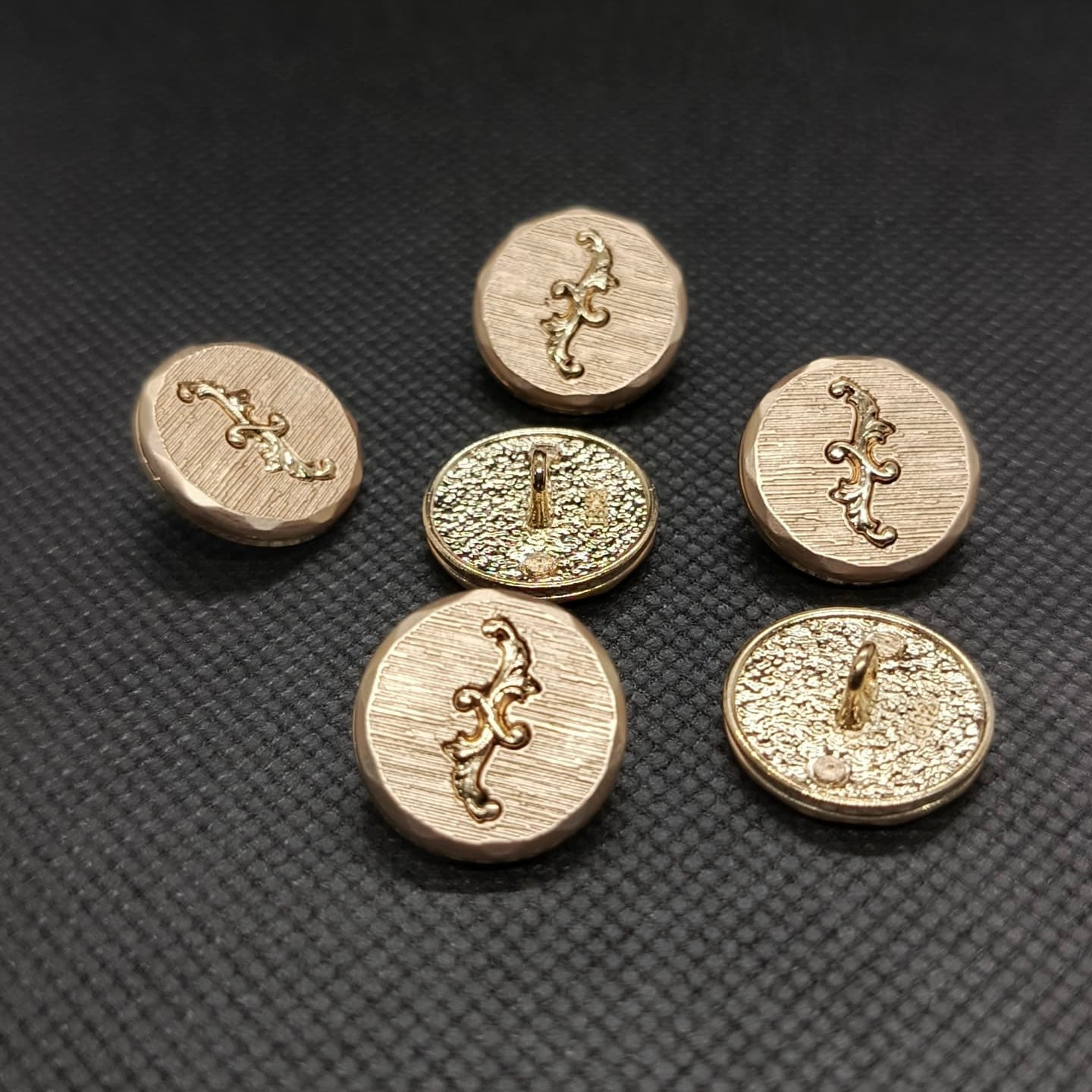 Antiqued Metal Buttons with Scroll Design
