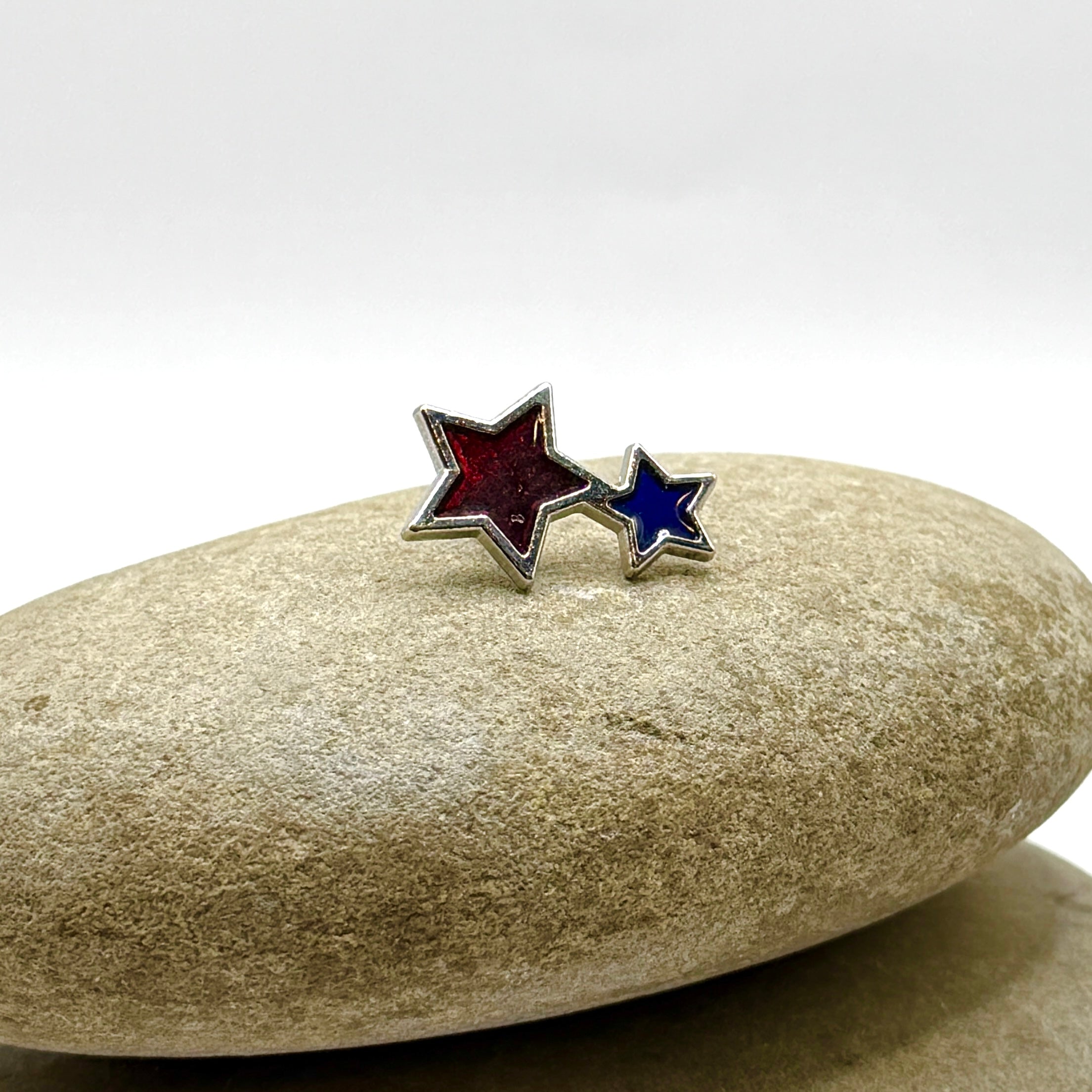 Double Star Enamel Lapel Pin