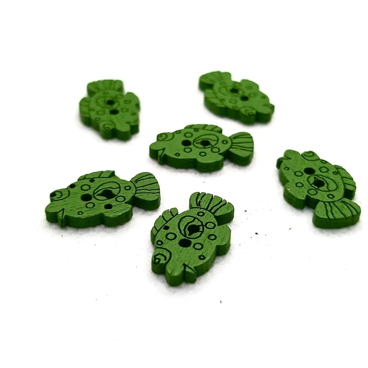 Colorful Wooden Fish Buttons