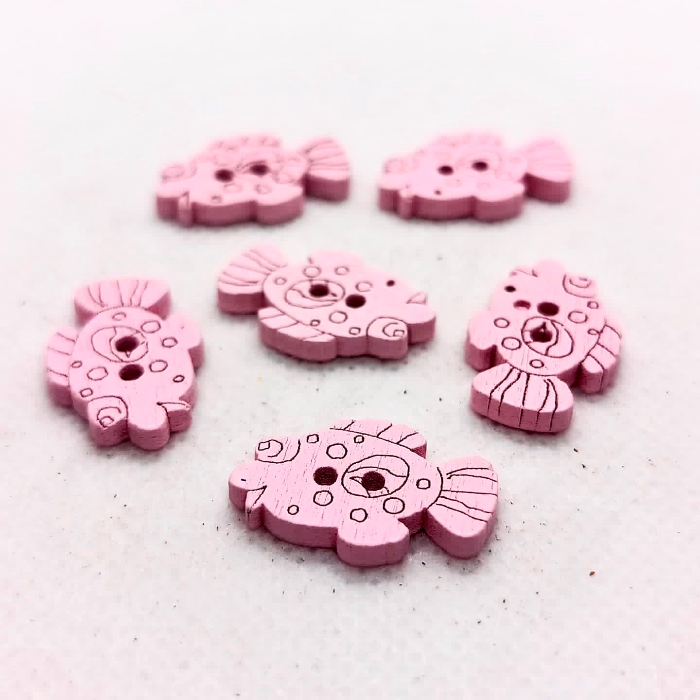 Colorful Wooden Fish Buttons
