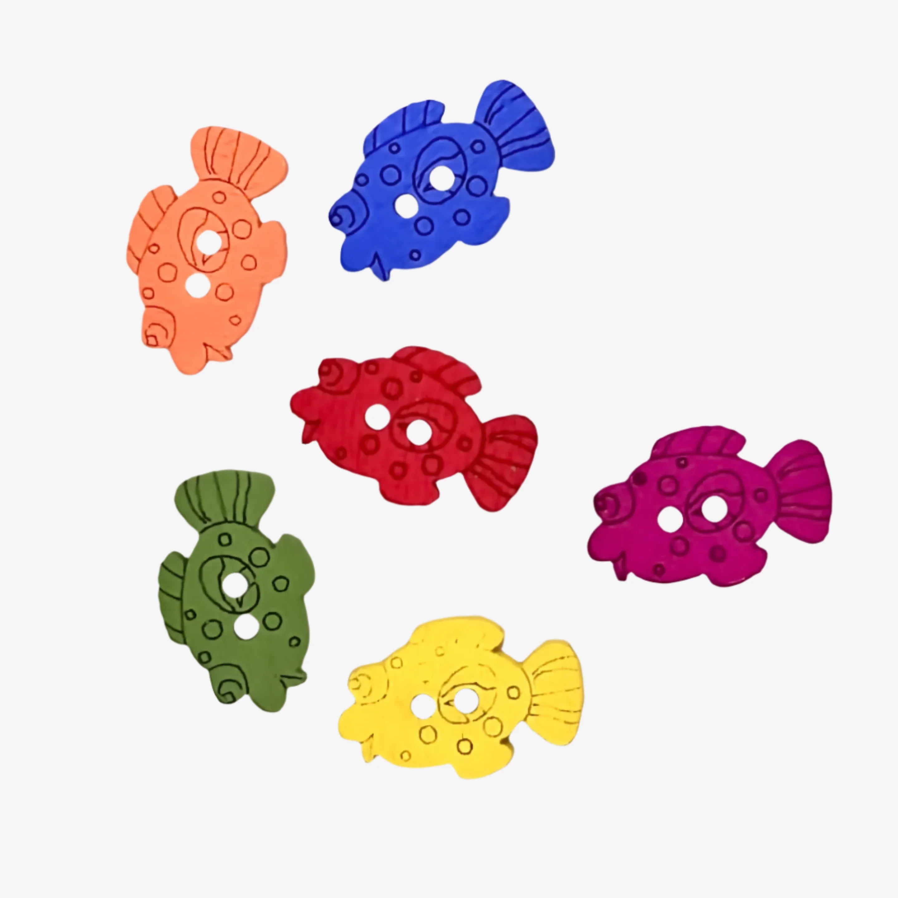 Colorful Wooden Fish Buttons