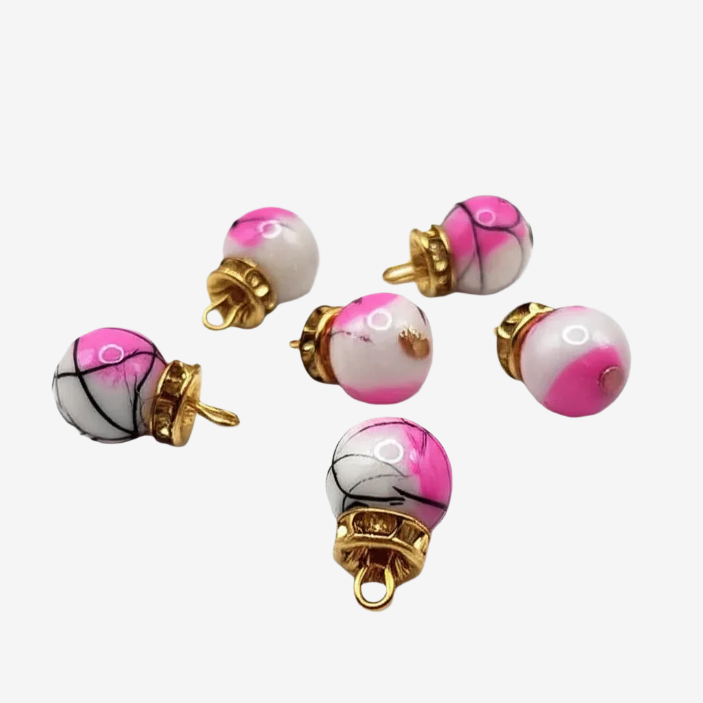 Marble Beads with Gold Caps