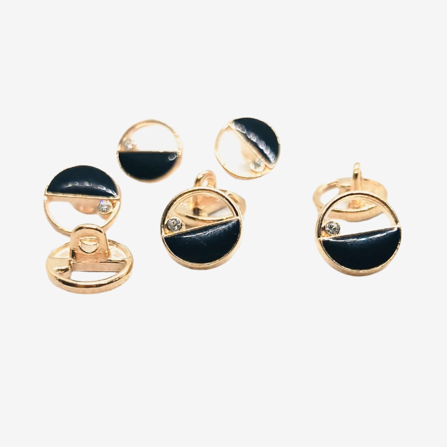 Modern Metal Buttons with Enamel and Rhinestone