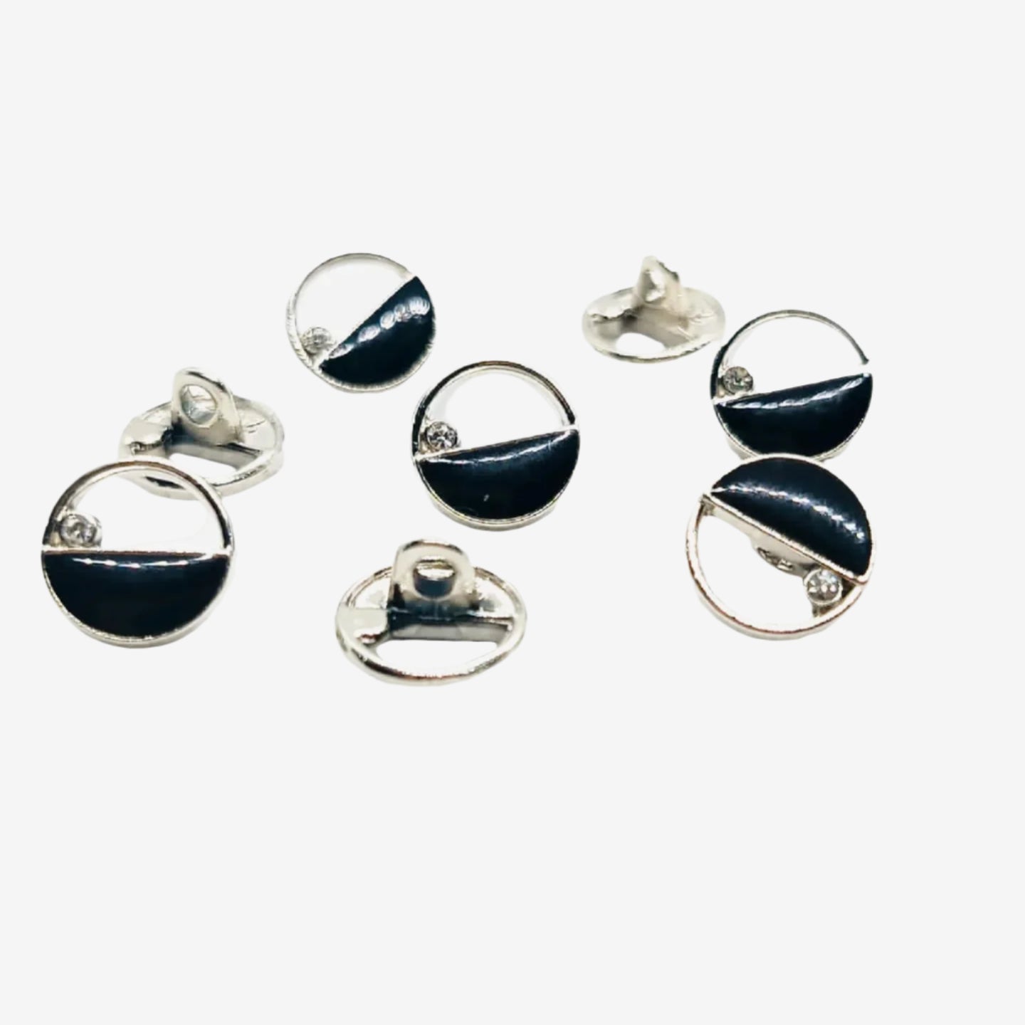 Modern Metal Buttons with Enamel and Rhinestone