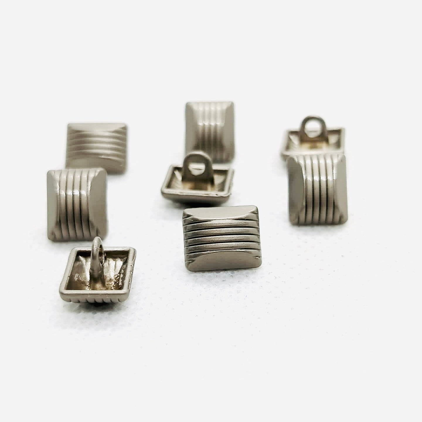 Square Metal Buttons with Grooved Detail