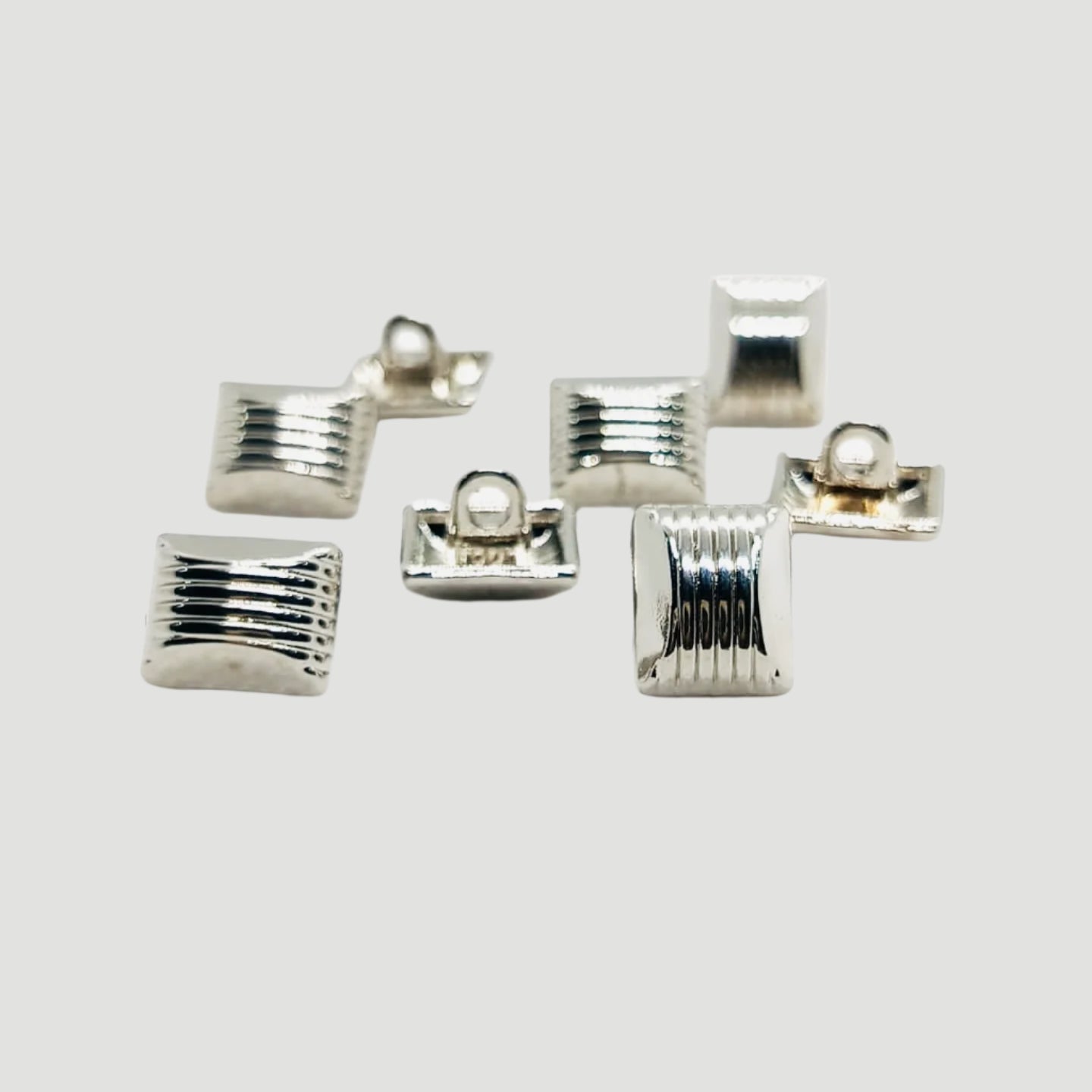 Square Metal Buttons with Grooved Detail