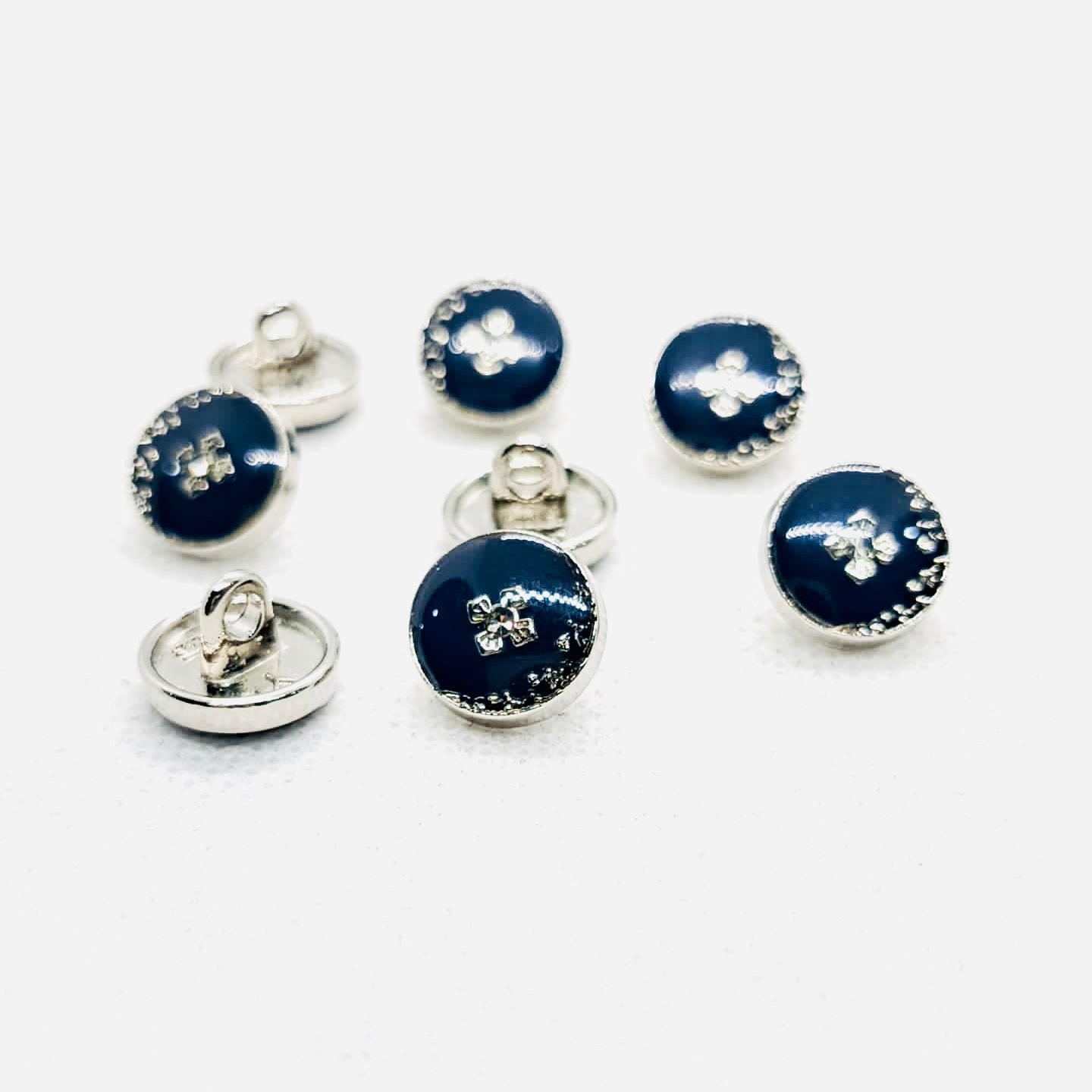 Round Metal Buttons with Rhinestone