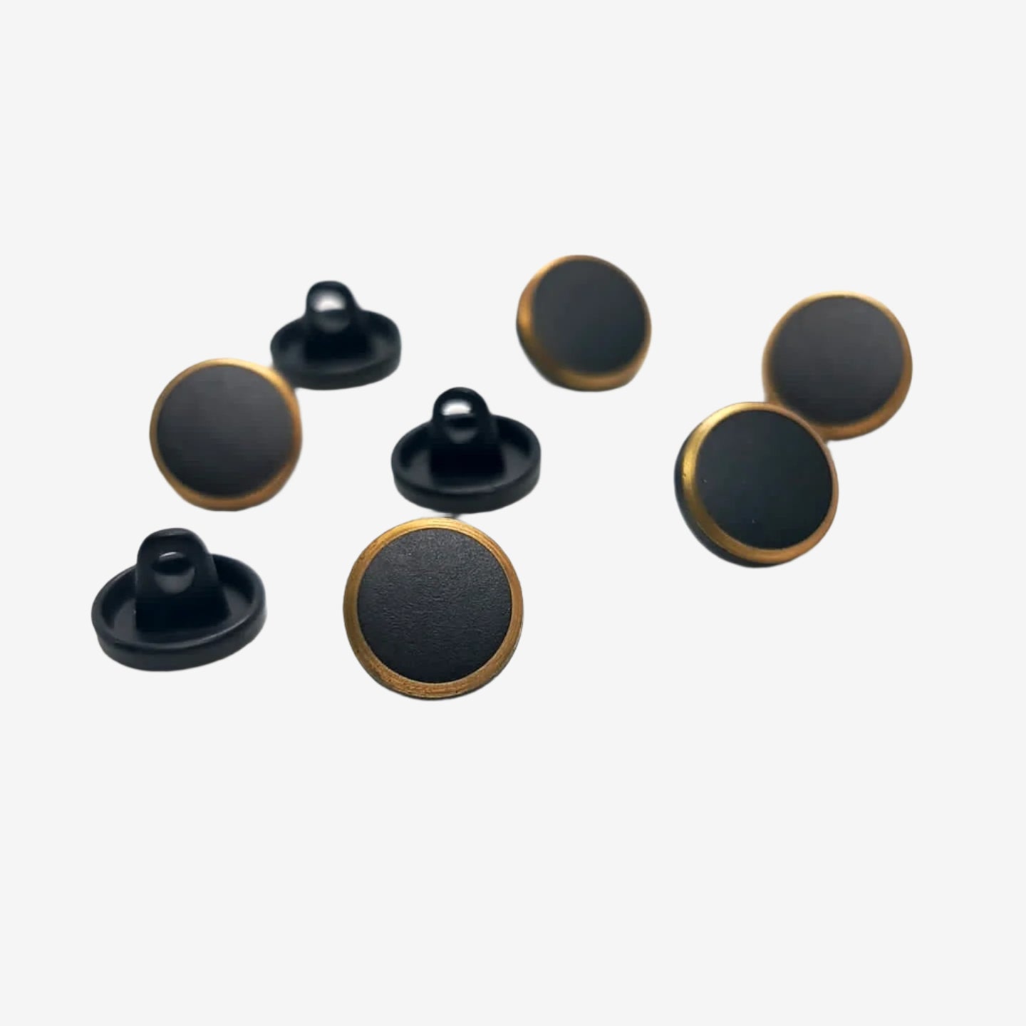 Matte Black Metal Buttons Colored Ring