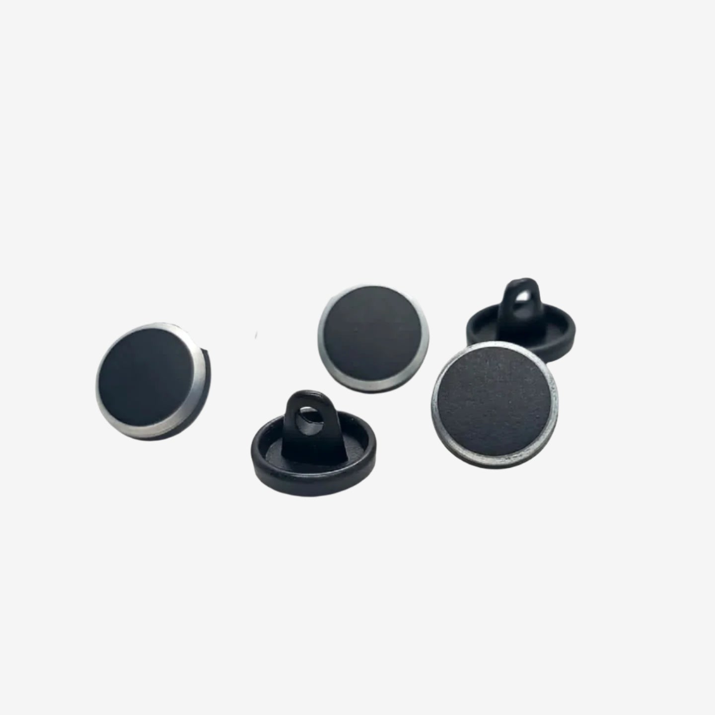 Matte Black Metal Buttons Colored Ring