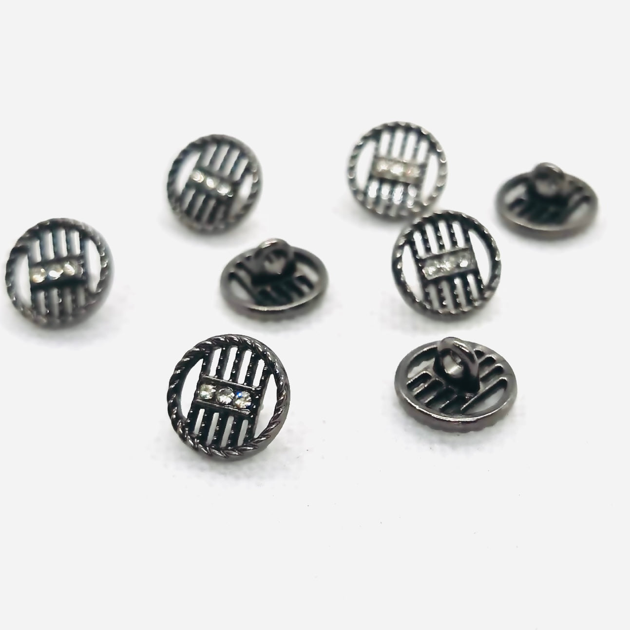 Metal Cage Buttons with Rhinestone Accents