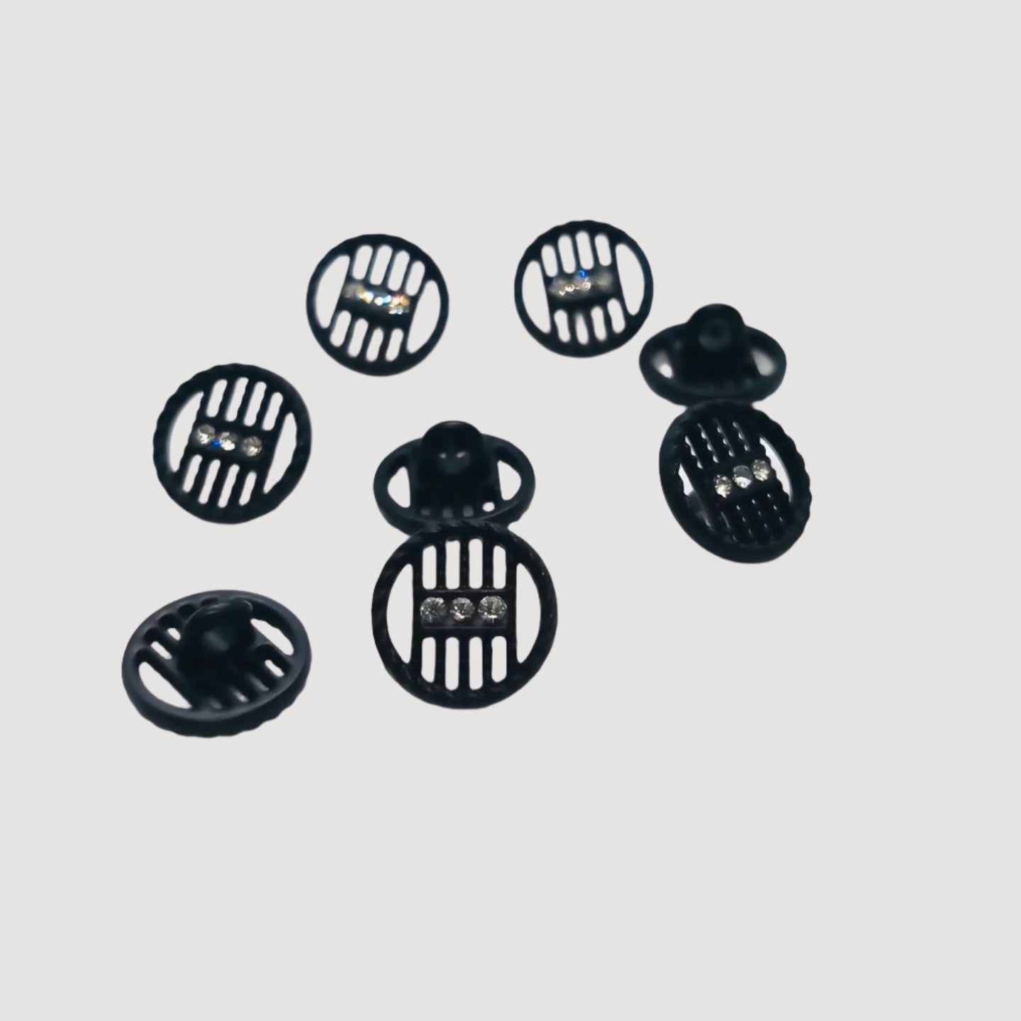 Metal Cage Buttons with Rhinestone Accents