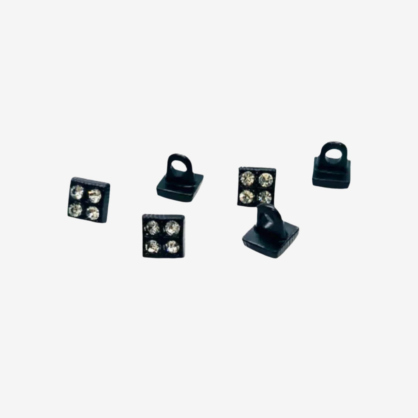 Square Metal Buttons with Rhinestones