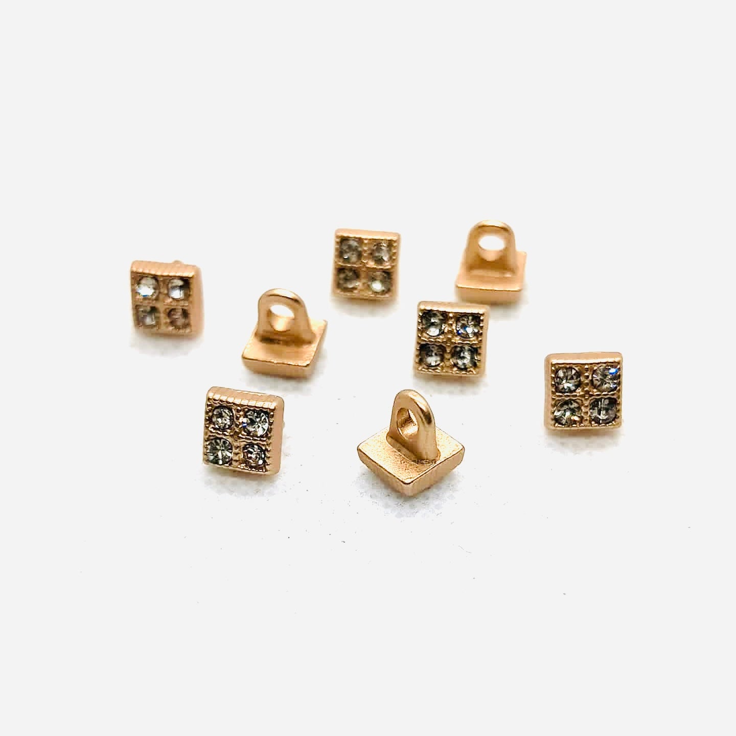 Square Metal Buttons with Rhinestones