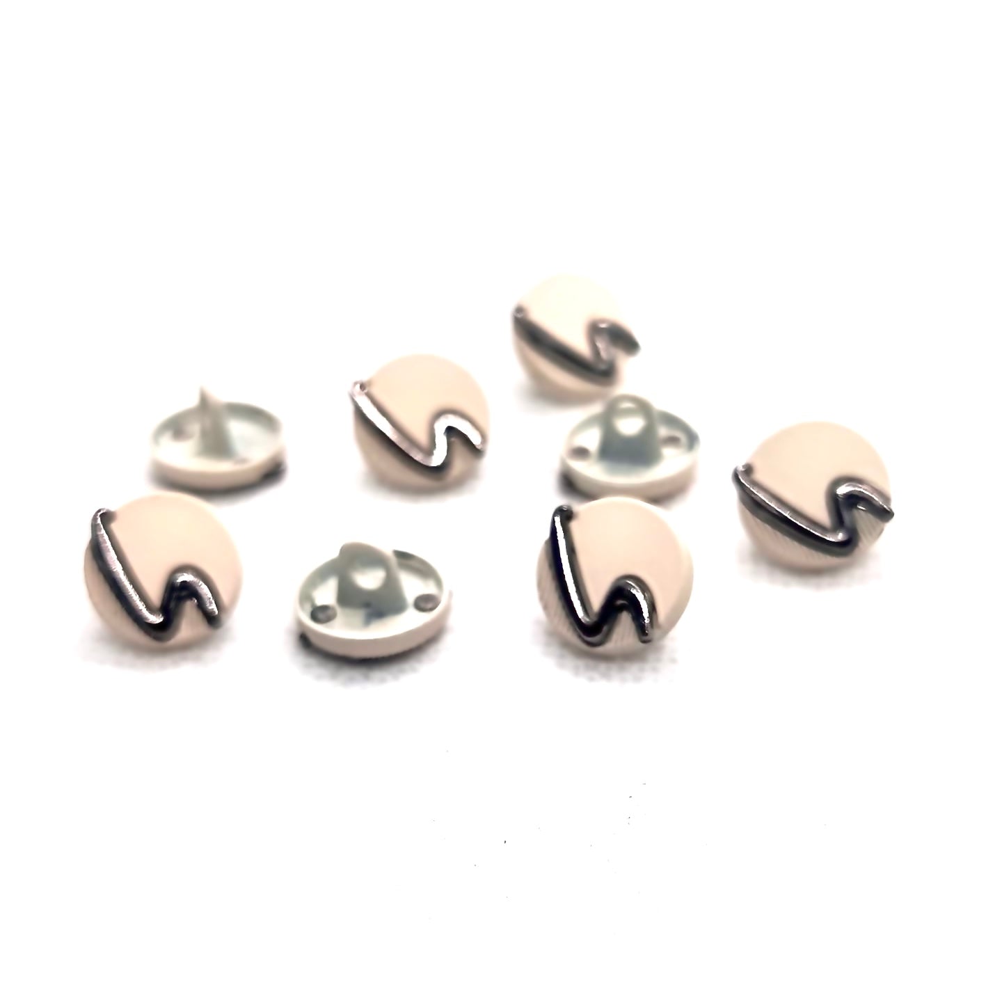 Metal Buttons with Wave Detail