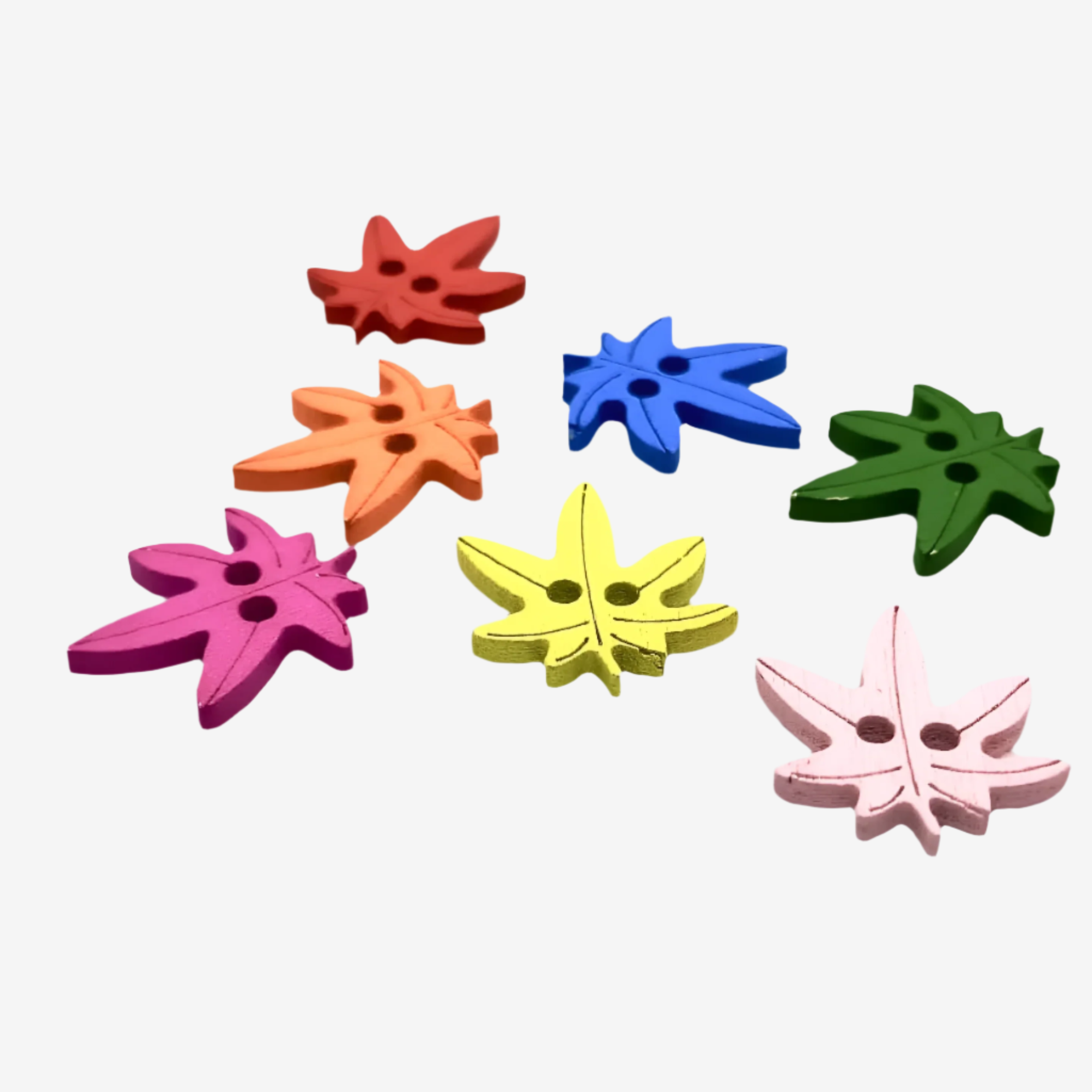 Colorful Maple Wooden Leaf Buttons