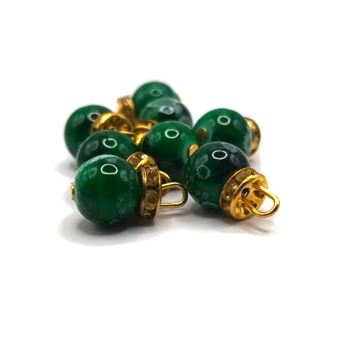 Earth Tone Marble Bead Set with Gold Caps