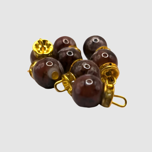 Earth Tone Marble Bead Set with Gold Caps