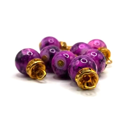 Earth Tone Marble Bead Set with Gold Caps