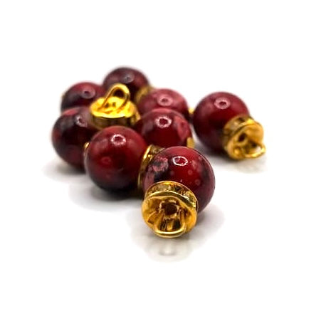 Earth Tone Marble Bead Set with Gold Caps