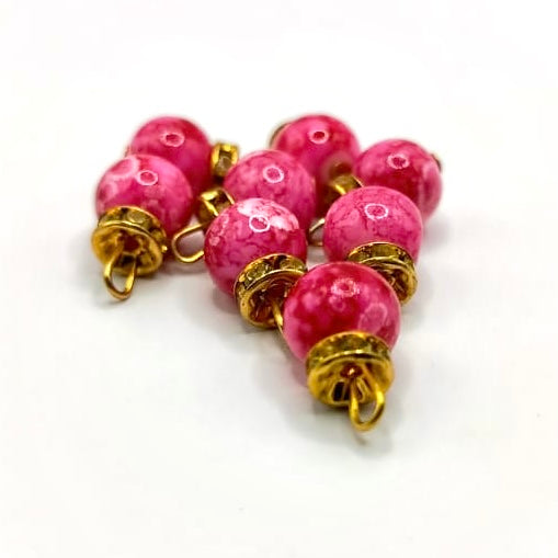 Earth Tone Marble Bead Set with Gold Caps