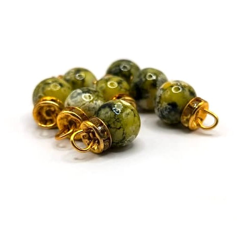Earth Tone Marble Bead Set with Gold Caps
