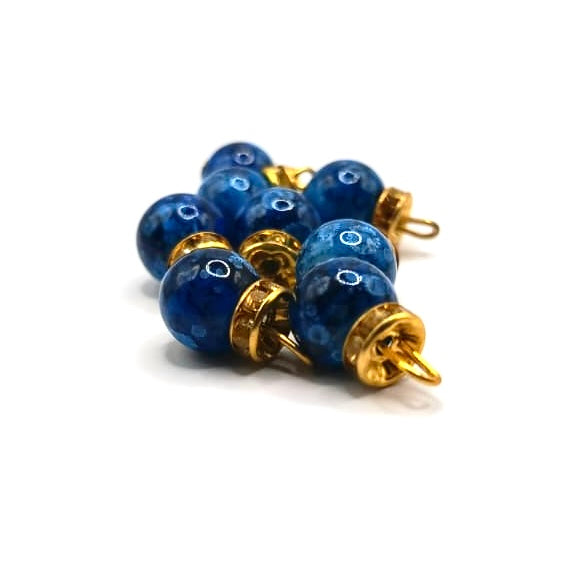 Earth Tone Marble Bead Set with Gold Caps