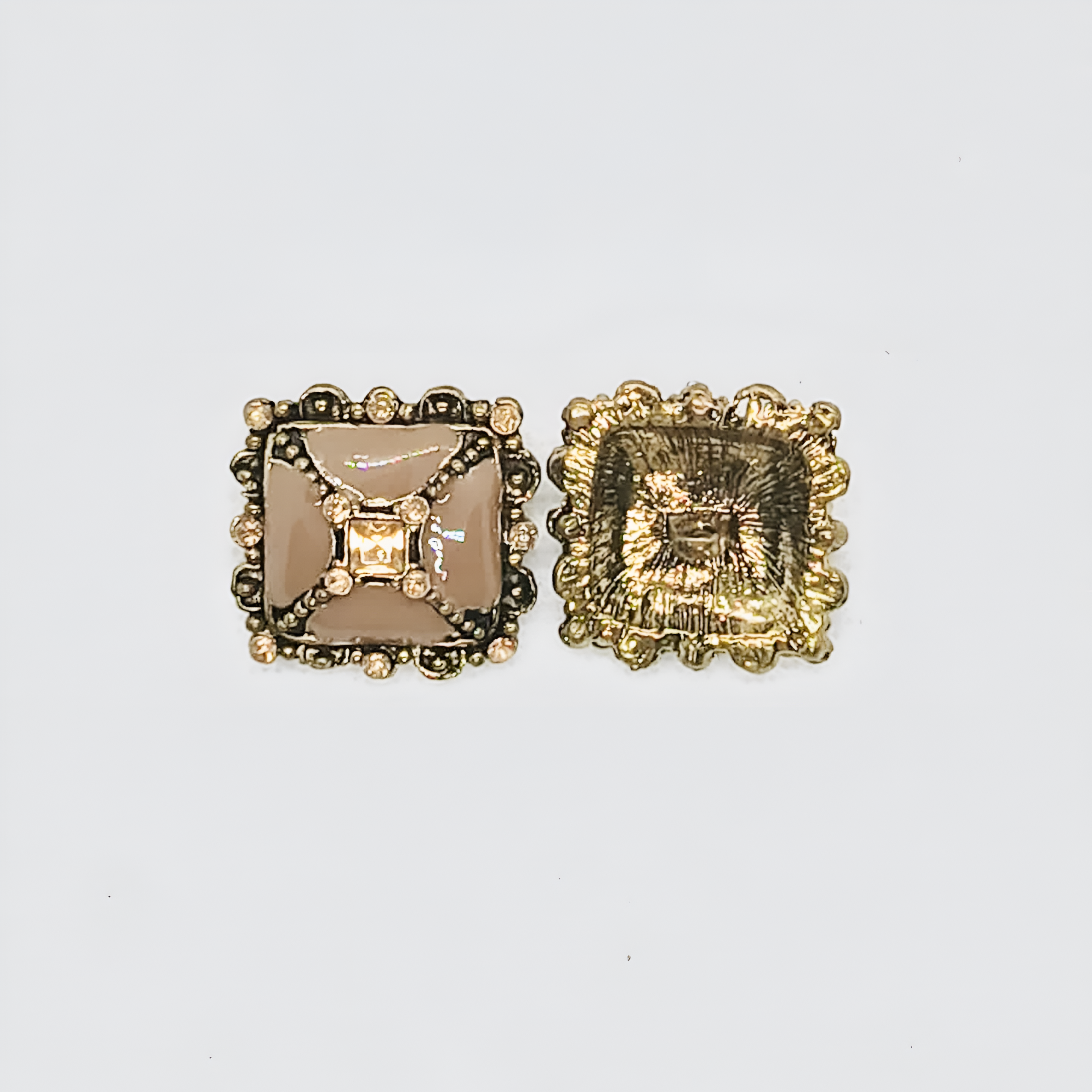 Ornate Square Metal Button