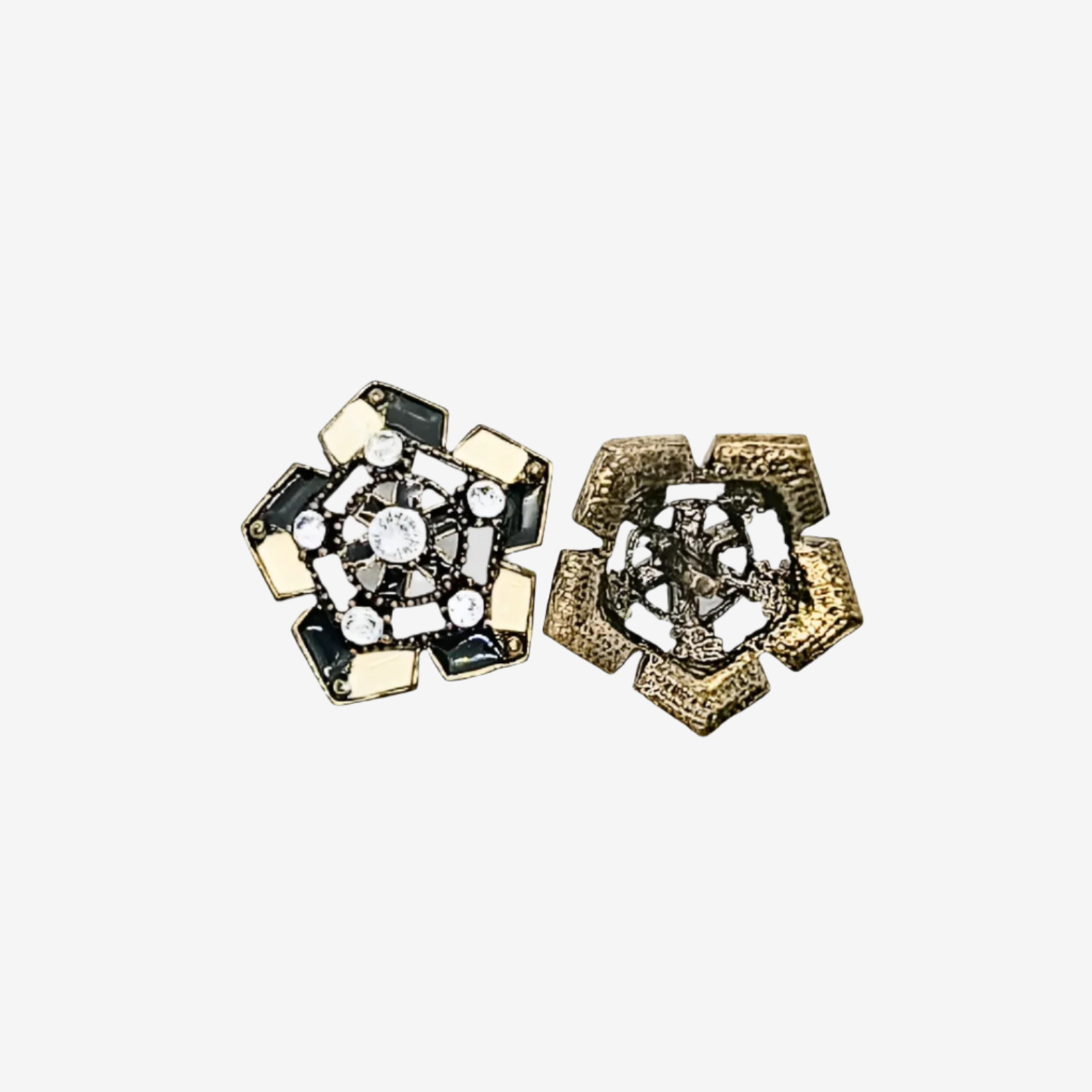 Art Deco Floral Rhinestone Button